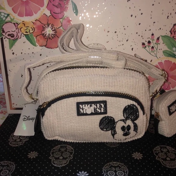 Disney Mickey Mouse corduroy crossbody and attached ear bud Limited Edition New - Picture 10 of 10